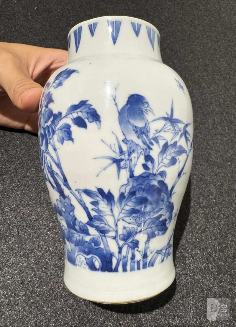 明崇祯 青花花鸟纹莲子罐 - 图3